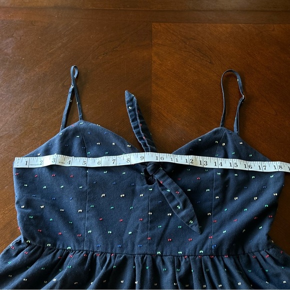 Francesca’s | Embroidered Polka Dot Midi Dress with Front Tie - Picture 8 of 10